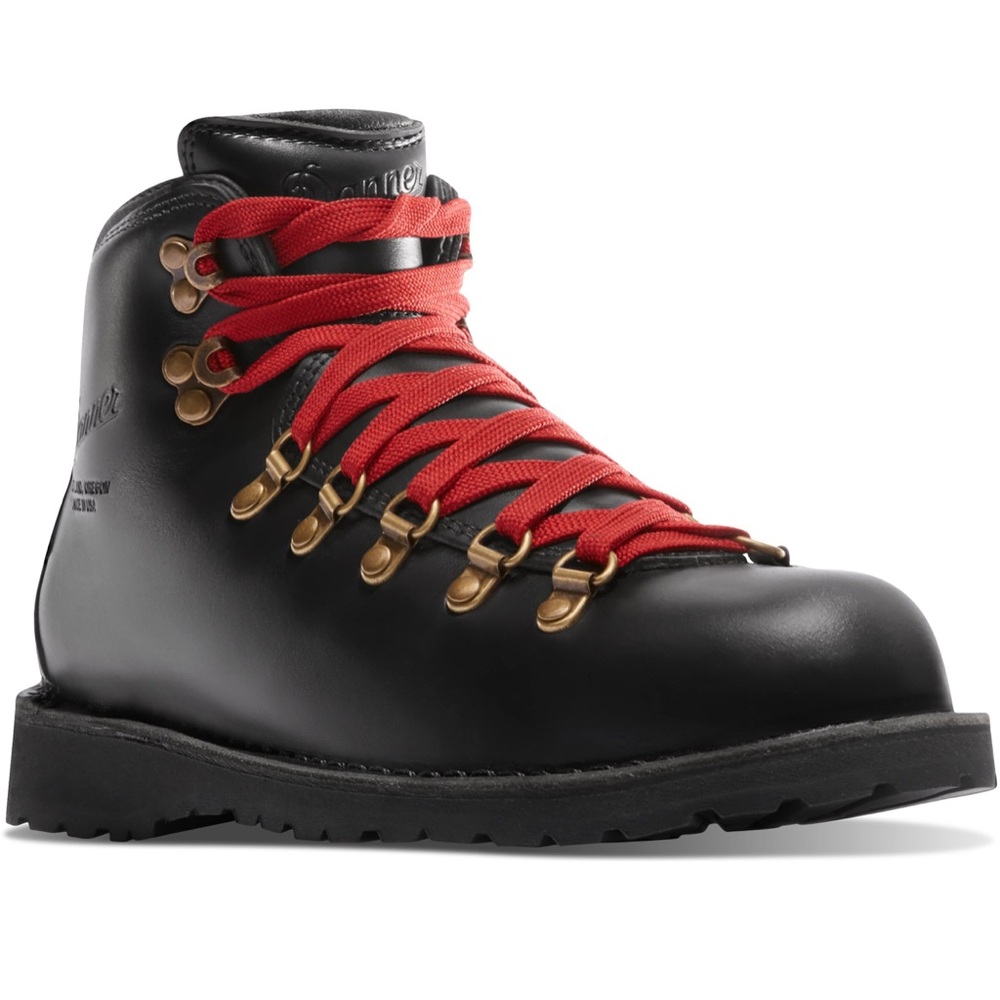 Danner Mountain Pass Black Glacé hiking boots with contrast Red Laces - Picture 8 of 12
